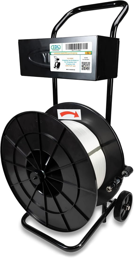 IDL Packaging Strapping Cart & Dispenser for Cord Strapping (8" x 8" Core)