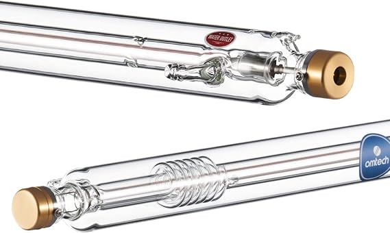 OMTech 60W CO2 Laser Tube Replacement for Laser Engravers & Cutters | 6,000hr service life | Borosilicate glass | Metal head | 1000 50 mm | Water-cooling ports