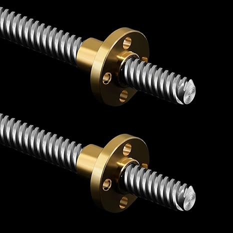 T8 Lead Screw 1143mm / 45 inch Length + Brass Nut, T8 8mm Diameter T8 x 12 Tr8 x 12 Thread Screw Pitch 2mm Lead 12mm 6 Starts, 2 Pcs, Used in 3D Printer CNC (Kwweeoo)