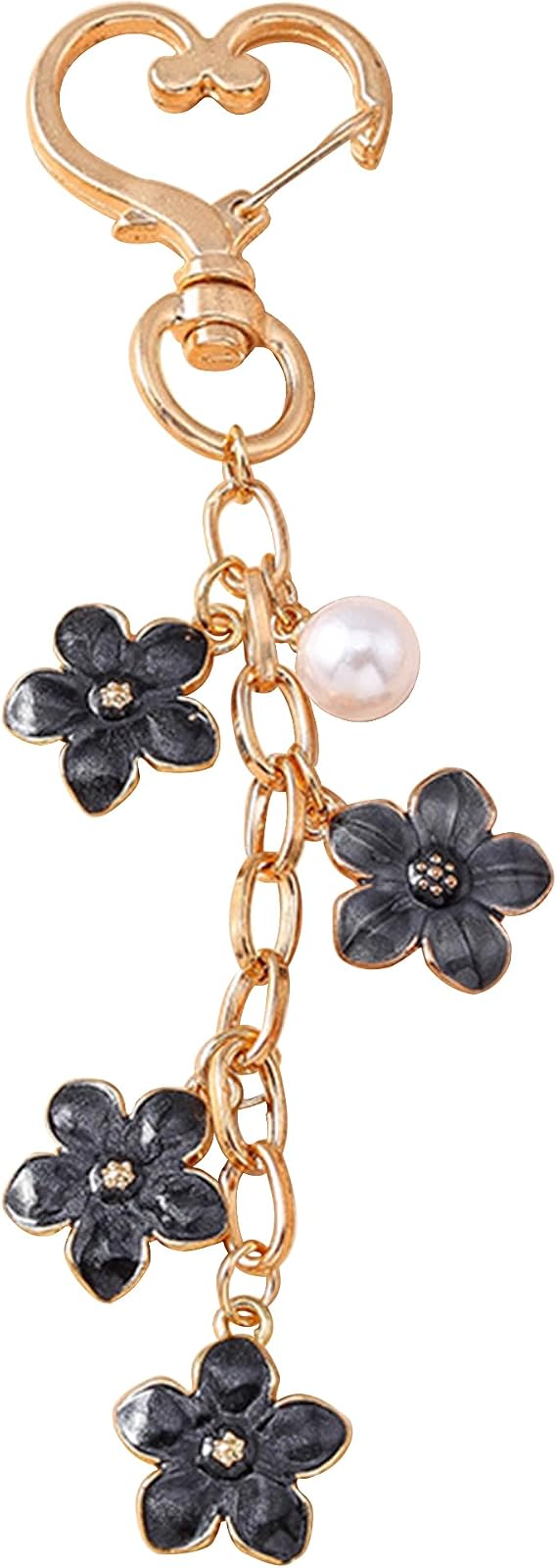 Cherry Blossom Keychain for Women, Flower Bag Charms with Pearl | Cherry Charms for Backpacks Bag Charms Purse Car Key Accessories