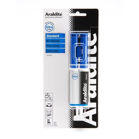 Araldite Precision Syringe, Extra-Strong, impact resistance, Reliable DIY Repairs, Precision Craft Projects, Metal-to-Metal Joining, Wood, Glass, Fast Setting Performance, Easy Application, 24ml