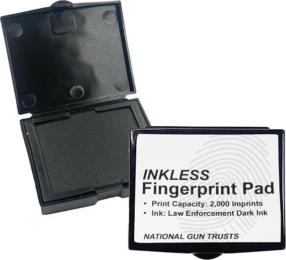 National Gun Trusts - Made in USA - Fingerprint Ink Pad - Law Enforcement Dark Inkless Fingerprint Ink Pad