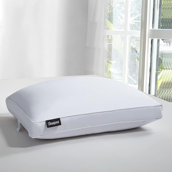 Beautyrest Sateen Cotton Hypoallergenic European White Goose Down Pillow with 2'' Gusset