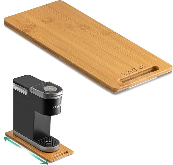 ANBOXIT Bamboo Appliance Slider, Sliding Tray for Coffee Maker