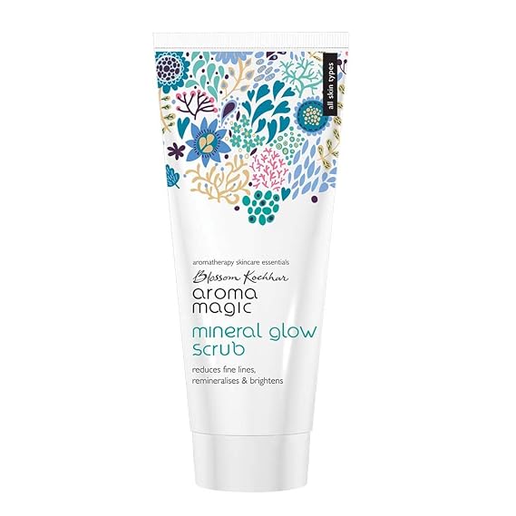 Aroma Magic Mineral Glow Face Scrub | Dead Skin Exfoliator | Deep Moisturizing Facial Scrub | Provides Soft, Supple & Hydrated Skin | 3.38 Fl Oz (100ml)