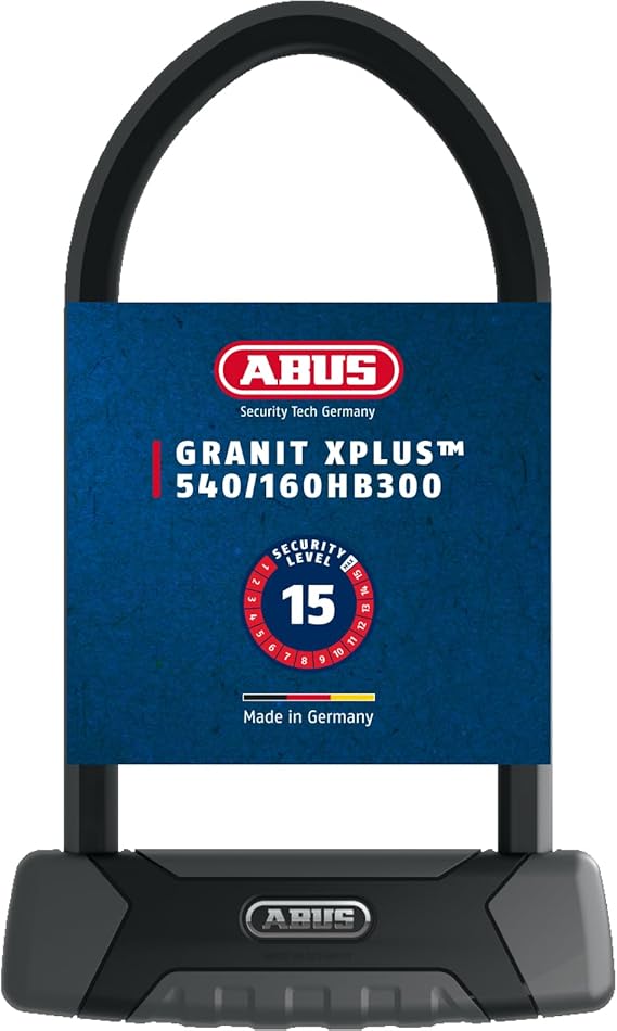 ABUS Granit XPlus 540 U-Lock - Bicycle Lock with XPlus Cylinder - ABUS Security Level 15 - Black/Grey