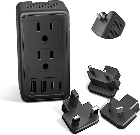 2000W Voltage Converter US to Europe | 220V to 110V Converter for European Travel, with 2 USB A and 2 USB C Ports