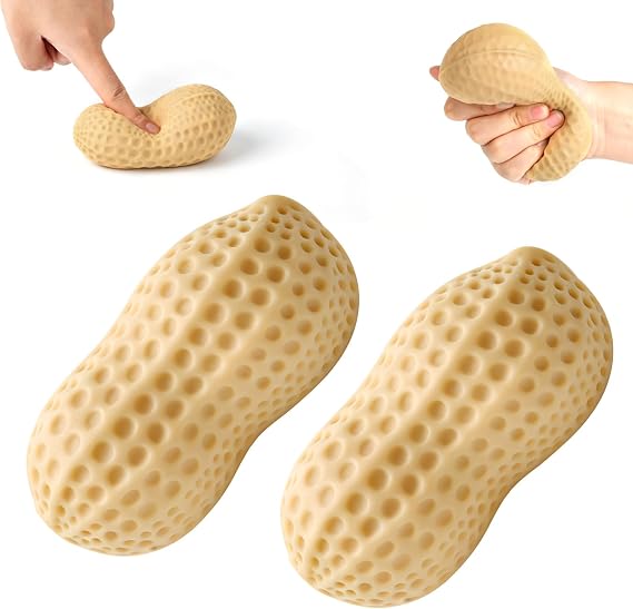 2PCS Peanut Squishy Fidget Toys, Soft Squeeze Stress Relief Balls | Cute Peanut Shape Slow Rising Sensory Toy for Anxiety Relief, Party Favors Gifts for Kids and Adults