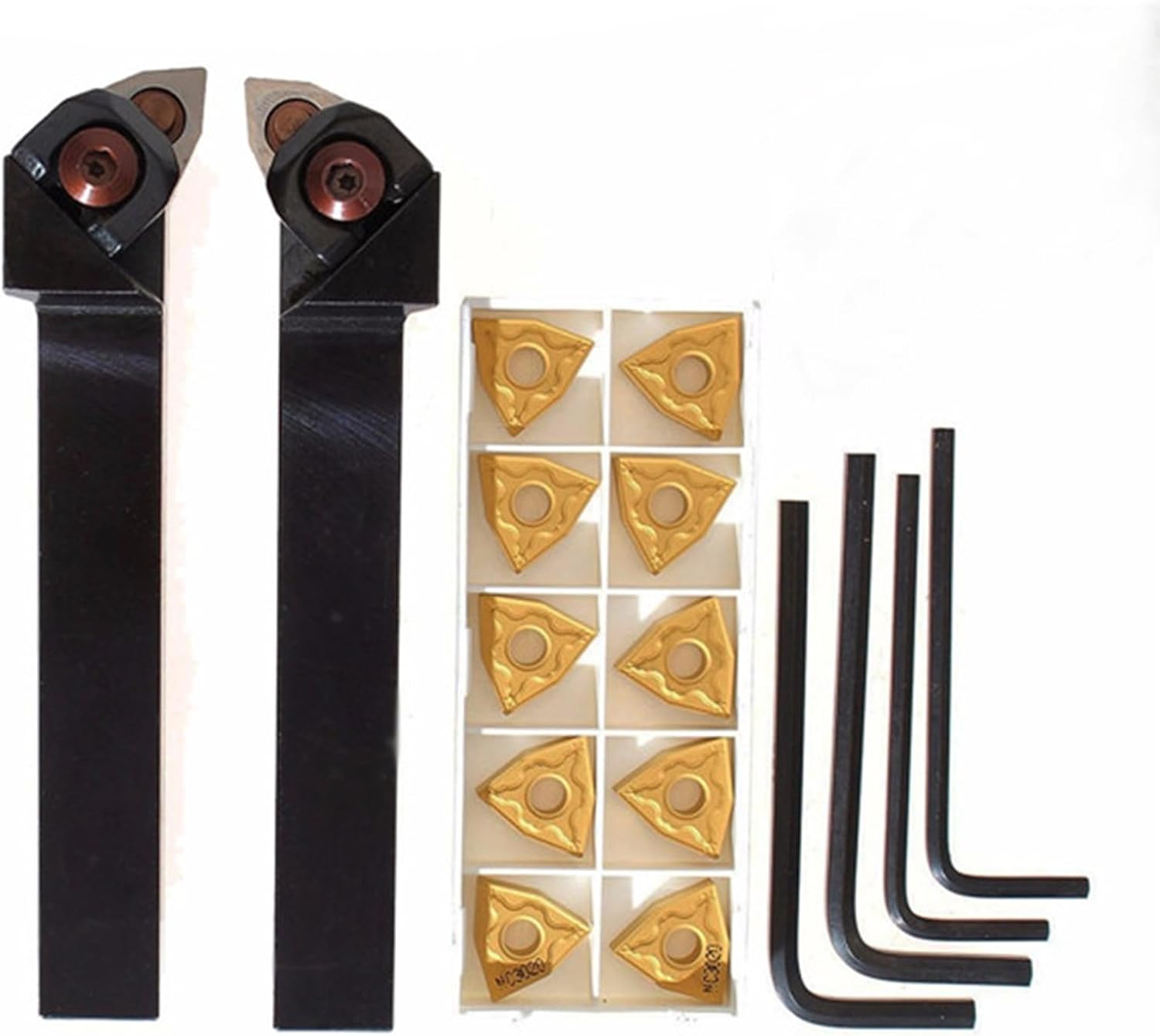 Maizoon External Lathe Tool Holder CNC Lathe Accessories WWLNR1616H08WWLNL1616H0810pcs 12MM Carbide Inserts4pcs Wrench Lathe Grooving Turning Boring Bar DZ16