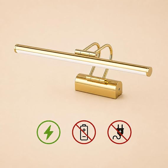 SekaTech 35cm LED Applique Gold Case | 3200K Daylight | IP20 Protection | Mirror, Table and Picture Bathroom Mounted Wall Lighting | 220V | Modern Design