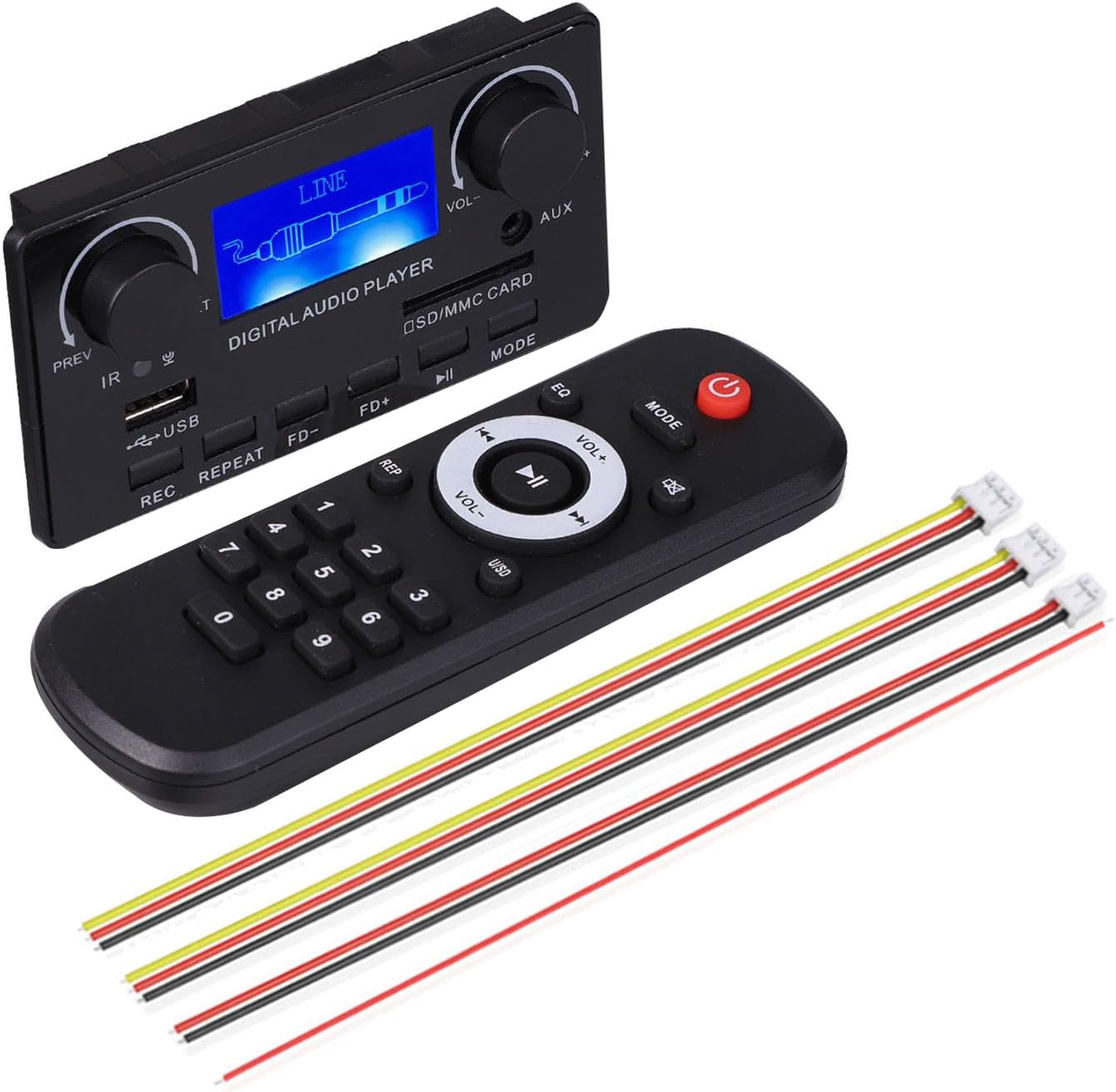 1Set Bluetooth 5.0 MP3 Decoder Board Support Handsfree Recording FM DC 12V MP3 WMA WAV APE FLAC Black Audio Decoder Plastic, 500401399