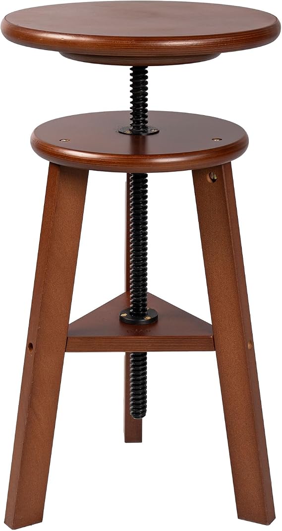 DJAR Wooden Drafting Stool with Adjustable Height for Art Studio, Walnut