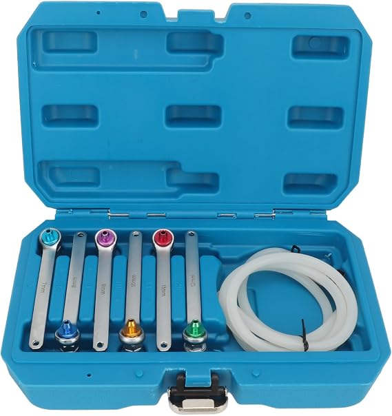 Brake Bleeding Spanner Tool Kit 7 to 12mm 12 Point Wrench Oil Drain Hose with Check Valve