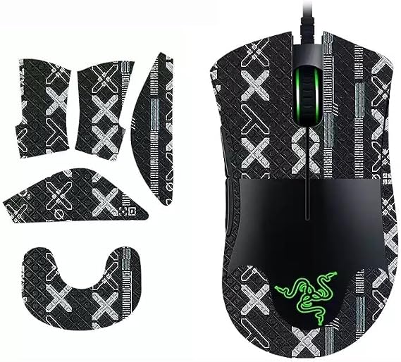 Mouse Anti-Slip Grip Tape, Grips Stickers for Razer DeathAdder Essential Gaming Mouse,Black White Full