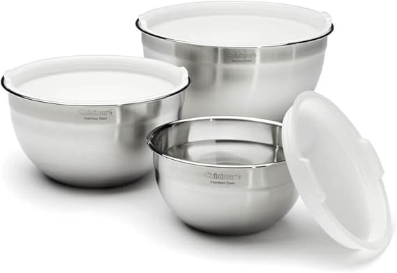 Cuisinart Mixing Bowl Set, Stainless Steel, 3Piece Nesting Bowls for Baking, Cooking & Food Prep, CTG-00-SMB