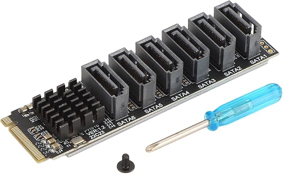 Estink M.2 to SATA3.0 Adapter Card, 6Gbps High Speed ASM1166 M.2 PCIE to SATA Expansion Card with Smart Indicator Computer Accessories, Hard Disk Supporting SATA Protocol