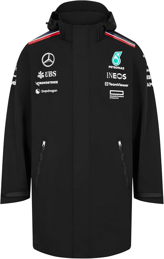 MERCEDES AMG PETRONAS F1 Men's 2024 Team Rain Jacket - Black - Size: XXL