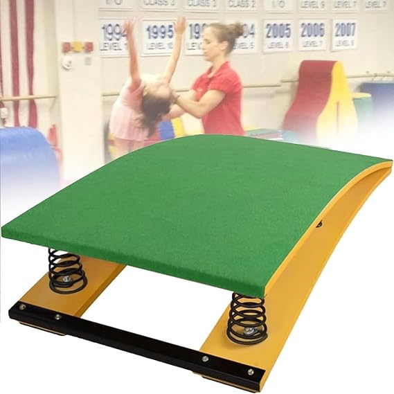 Gymnastics Springboard Vaulting Horse, Hardwood Gymnastics Springboard, Youth Gymnastics Springboard with 4 Springs for Practice Dismount Landing Obstacle Course(Green,Adult)