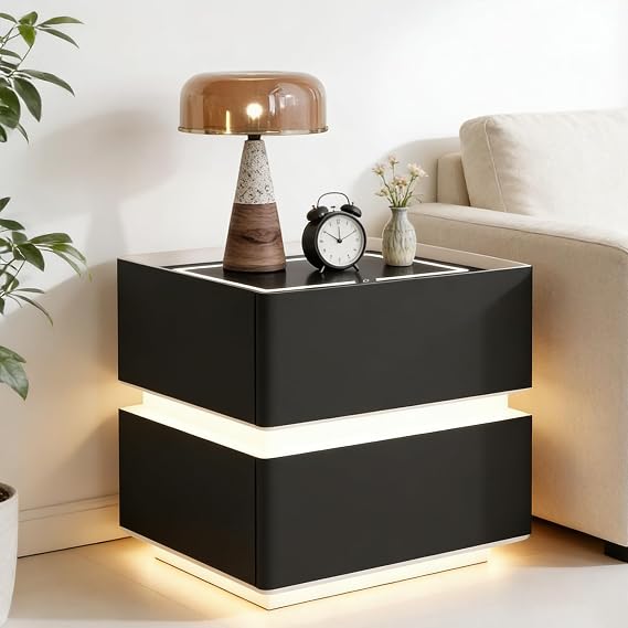 Smart Nightstand, Modern Wireless Charging Bedside Table