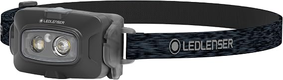 Ledlenser HF4R Core Headlamp, LED Headlamp, Head Flashlight, Camping Light | 72g for Running & Outdoors, IP68 Wet-Weather Protection, 500 Lumens Dual Flood & Spot Beam, 45-Degree Tilt, Red Front Light