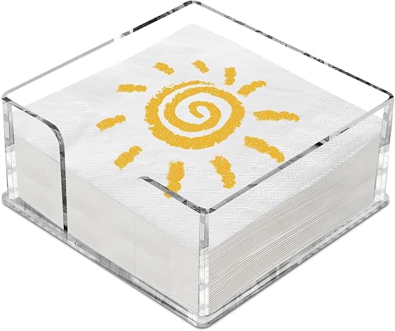 Fengzhe Acrylic Napkin Holder for Table,Clear Paper Napkin Holder,Disposable Paper Towel Holder for Bathroom,Kitchen,Parties, Weddings, and Various Events (7''x 7''x2.35'')