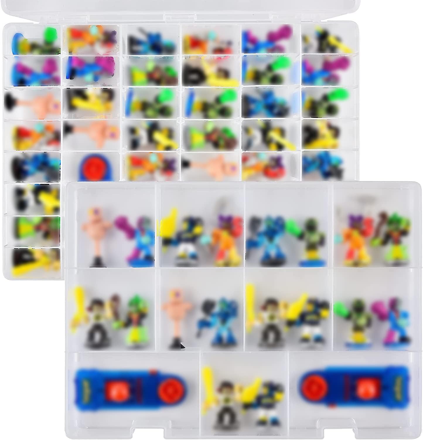PAIYULE 2 Layer Case for Akedo Ultimate Arcade Warriors Figure Pack Mini Battle Action Character Collector Storage for Battle Arena/Legendary Attack Toy Figure Bot Box Only