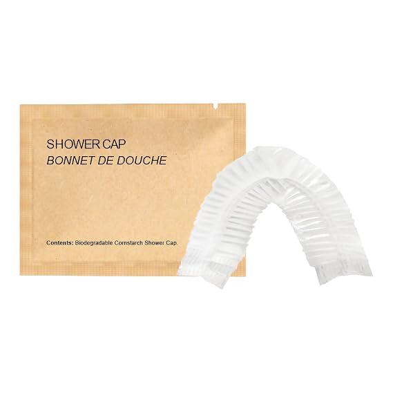 World Amenities Disposable Shower Caps, Kraft Paper Sachets, 25-Pack