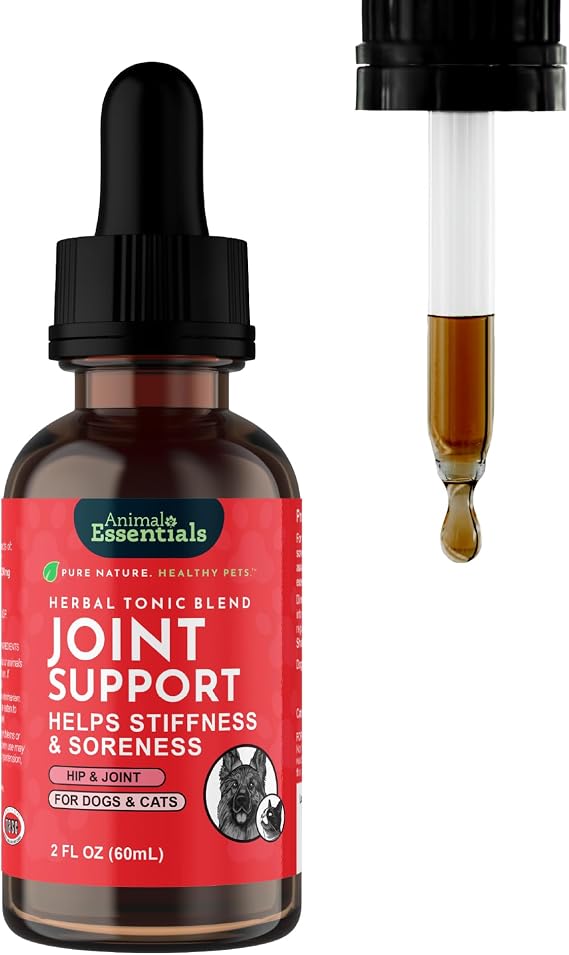 Animal Essentials Joint Support for Dogs & Cats - Joint Supplement, Liquid Joint Formula, Liquid Glucomasine, Organic Human Grade Herbs - 2 Fl Oz