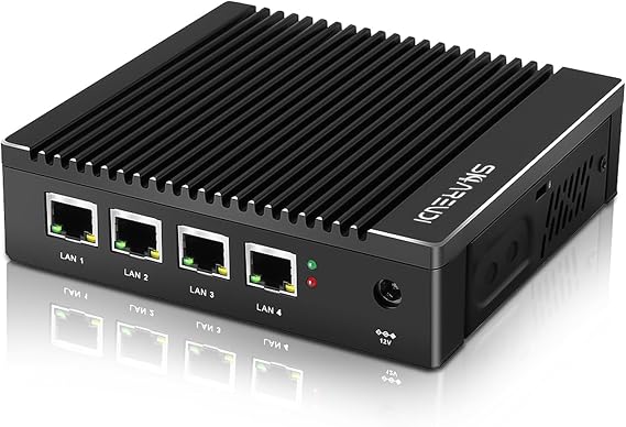 Firewall Micro Appliance 4 x In-tel i225 2.5Gbe NICs In-tel Pentium N3700 4 Cores/4 Threads SSD Dual HDMI/USB3.0/RS232 COM AES NI Compatible with OPNsense (8 G 128 G/COM)