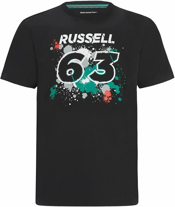 Mercedes AMG Petronas Formula One Team - Official Formula 1 Merchandise Collection - George Russell #63 T-Shirt - Black - Size: S