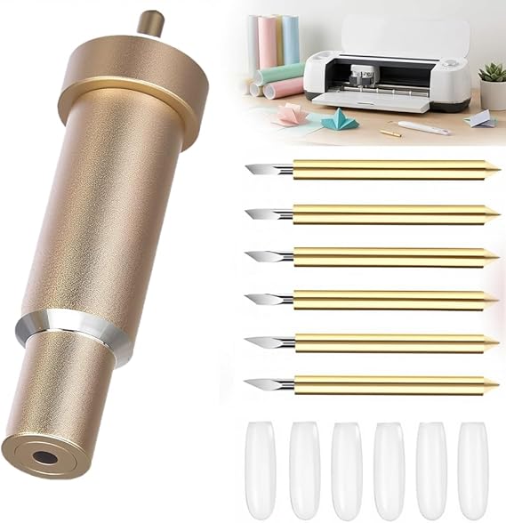 Premium Fine Point Blade Set Compatible with Cricut Maker 4/3/Explore 4/3/Air 2/One 6 Replacement Blades 30°/45°/60° Precision Blades for Fine Cuts in Vinyl Cardstock Cork Fabric Faux Leather (Gold)