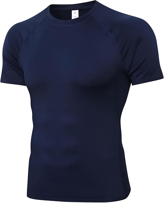Yuerlian Compression Shirt for Men Short Sleeve Running Gym Quick Dry Top