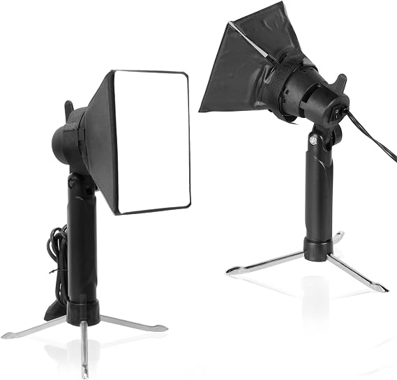 Meking Mini Softbox Photography Lighting Kit, 2700K Tabletop Led Lamp | Continuous Warm Lighting System for Small Product Photo Video Studio Shooting, 2 Pieces