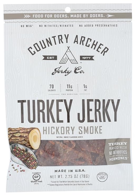 Country Archer Smoked Hickory Turkey Jerky, 2.75 Ounce - 12 per case.