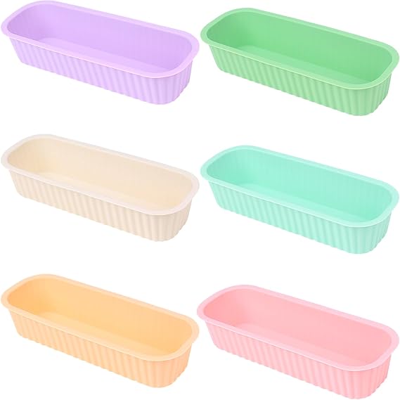 Mini Silicone Cake Pan Molds, Nonstick Silicone Bakeware, Single Serving Oven Safe Baking Molds for Brownie, Cake, Bread, Pie and Lasagna (Muticolor-Set of 6)