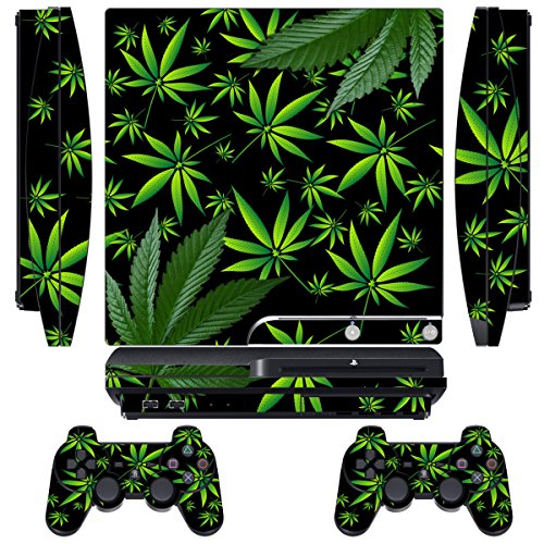 Designer Skin for Sony PlayStation PS3 SLIM System & Remote Controllers -Weeds - Black