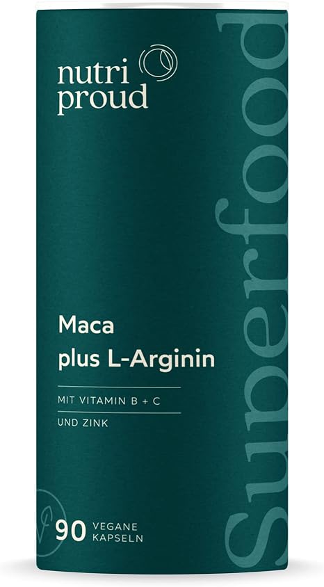 Maca Capsules High Dose – 1200 mg per Capsule + L-Arginine (Vegetable) + Zinc Maca Root Extract 4:1: Physical Strength & Performance 90 Capsules for 3 Months Vegan from Germany