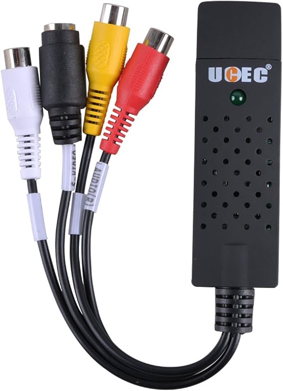 UCEC RCA to USB Converter, USB 2.0 Audio Video Capture Card Device for PC, Analog to Digital Video Converter, VHS VCR TV to DVD Converter Support Win 2000/ Win Xp/Win Vista/Win 7/ Win 8/ Win 10