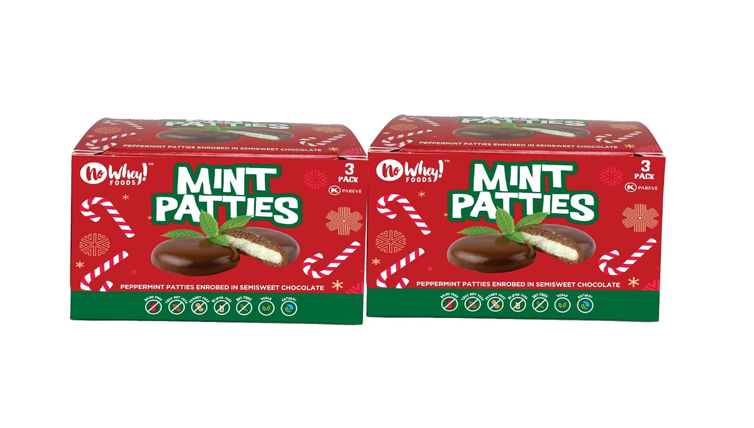 Mint Patties 3-Pack 2 Boxes – Christmas – Vegan, Allergy-Friendly, Kosher – Free from Milk, Peanut, Tree Nut, Egg, Soy, Gluten, Sesame – No Artificial Colors or Flavors – Top 9 Common Allergens Free – No Whey! Foods