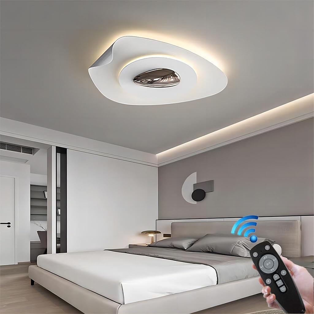 Ceiling Lamp Metal Lampshade LED Personalised Nordic Style Dimmable Ceiling Light Curved with Modern Night Light Function Kitchen Inset Lamp Living Room Bedroom Dining Room Crown Light [Energy Class B]