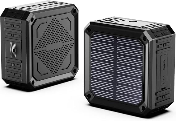 Portable Bluetooth Speaker Waterproof Shower 15 Hours ABFOCE Solar Speaker mini Wireless Speaker Outdoor IPX6 for Camping Hiking Taveling Pool Party