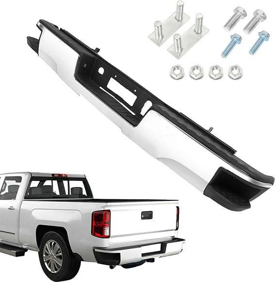 Rear Bumper Assembly Chrome without Park Assist Sensor Holes Replacement for 2014-2018 Silverado Sierra 1500