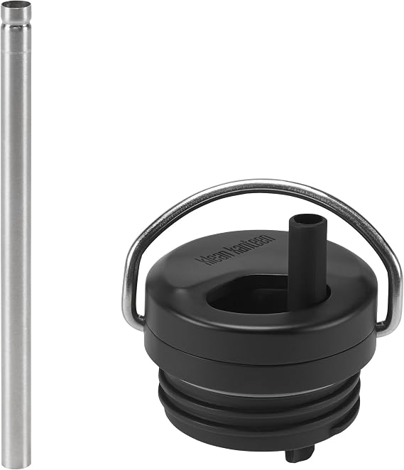 Klean Kanteen TKWide Twist Cap with Straw Kit - Reusable Straw Lid - Premium Water Bottle Accessories - Leak Proof & Dishwasher Safe - Black