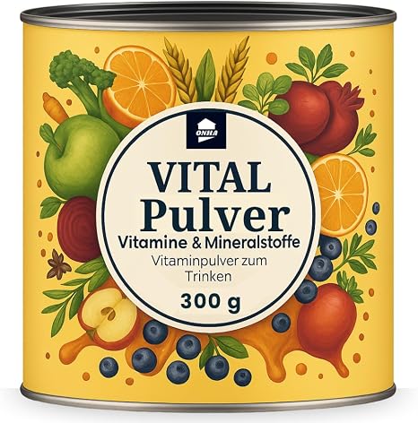 Vital Multivitamin Powder - with Zinc Copper and Selenium - 50 Servings Vitamins &amp; Minerals - 300 g with Superfoods and Plant Substances