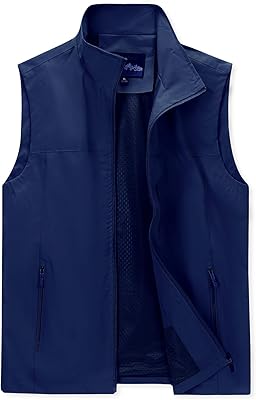 DUOFIER Mens Casual Vest Lightweight Outdoor Work Photo Cargo Sleeveless Jacket for Hiking Travel
