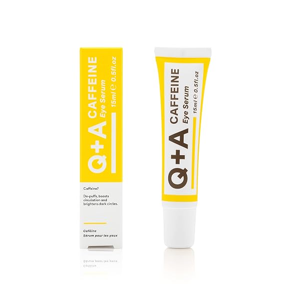 Q+A Caffeine Eye Serum (15ml), Brightening Eye Serum, 99.9% Natural Caffeine Treatment for Dark Circles, Puffiness & Fine Lines, with Green Tea & Pomegranate Antioxidants, Anti Aging Skincare