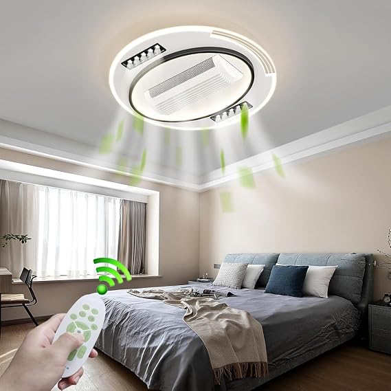 LED Ceiling Light with Fan Modern 120° Rotation Ceiling Fans with Lighting Remote Control 48 W Dimmable Timer Lamp with Fan for Bedroom Dining Room Light [Energy Class B]