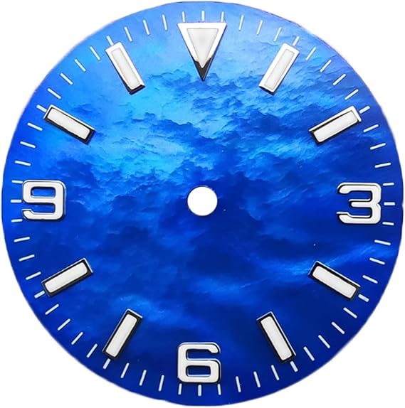 Replacement Dial 28.5 mm Watch Dial Mechanical Dial for NH35 Movement Scratch-Resistant Green Luminous Movement Repair Part(Blu)