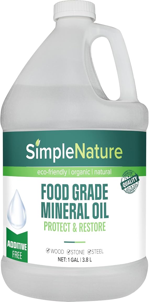SimpleNature Food Grade Mineral Oil - for Moisturizing, Lubricating, Restoring & Protecting Wood, Cutting Boards, Butcher Block, Countertops, and Stainless Steel