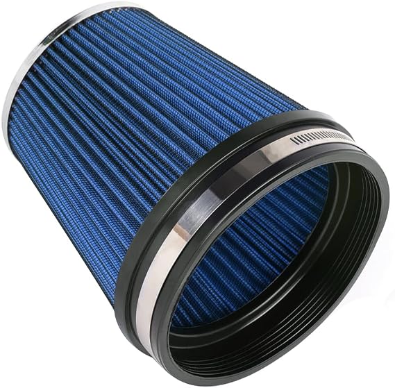6" 152 mm High Flow Inlet Air Filter, Air Intake Cone Filter Replacement Performance Washable Clamp-On Dry, 6'' Tall(Blue)